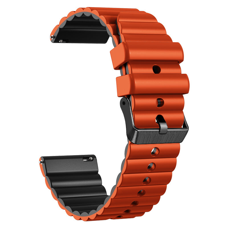 Silicone Watch Band for Suunto Vertical / 9 Peak Pro / 5 Peak , Horizontal Stripes 22mm Dual-color Bracelet with Black Buckle
