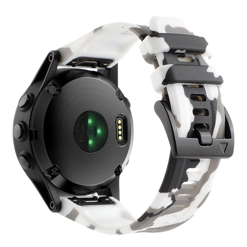 Camouflage Pattern Printed Watch Band for Garmin Fenix 7 / 6 , 22mm Silicone Quick Release Strap