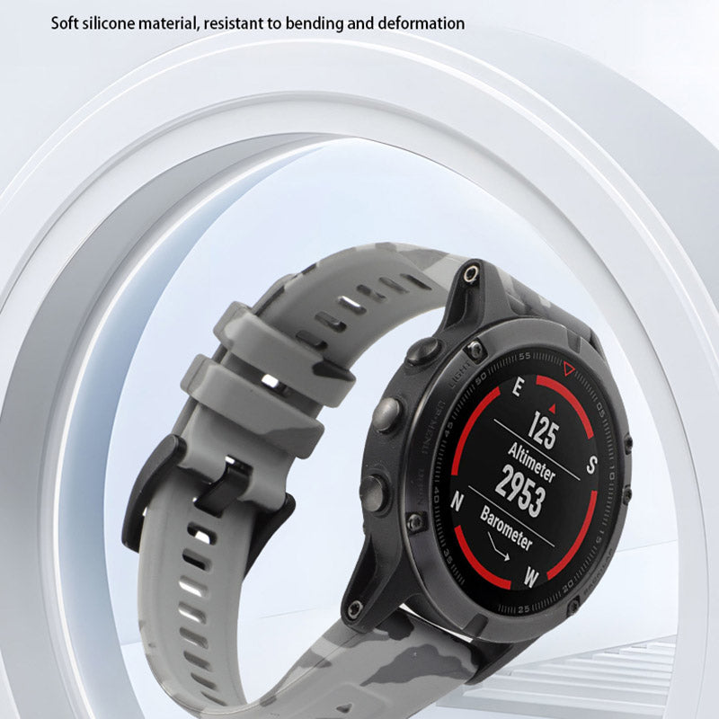 Camouflage Pattern Printed Watch Band for Garmin Fenix 7 / 6 , 22mm Silicone Quick Release Strap
