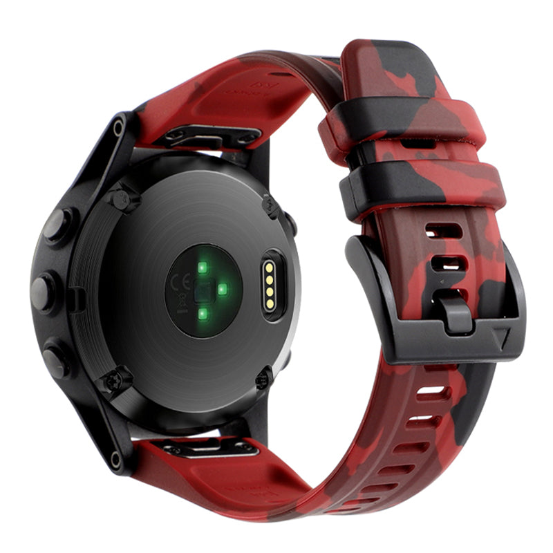 Camouflage Pattern Printed Watch Band for Garmin Fenix 7 / 6 , 22mm Silicone Quick Release Strap