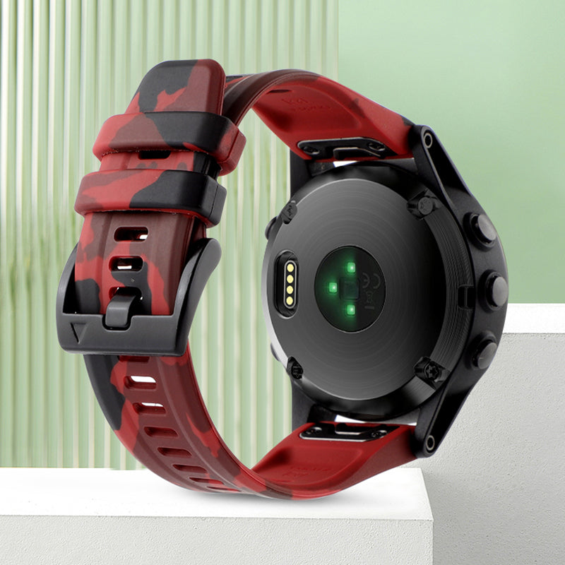 Camouflage Pattern Printed Watch Band for Garmin Fenix 7 / 6 , 22mm Silicone Quick Release Strap