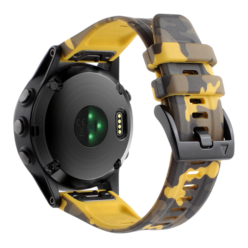 Camouflage Pattern Printed Watch Band for Garmin Fenix 7 / 6 , 22mm Silicone Quick Release Strap