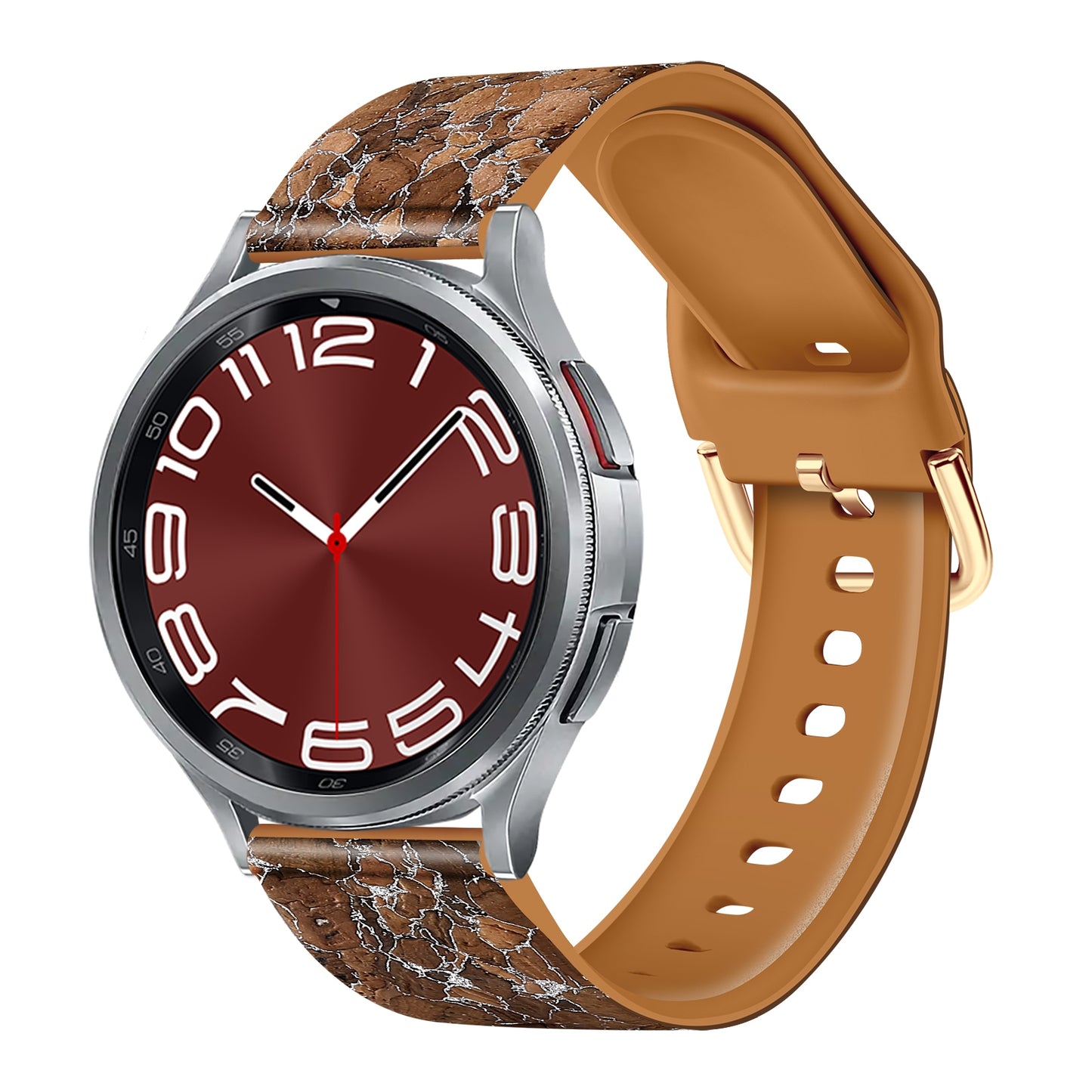20mm Watch Band for Samsung Galaxy Watch6 Classic 43mm 47mm / Watch6 40mm 44mm Genuine Tree Leather+TPE Strap