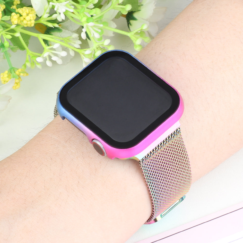 For Apple Watch Series 3 2 1 38mm Full Protection Metal Watch Case with Tempered Glass Screen Protector