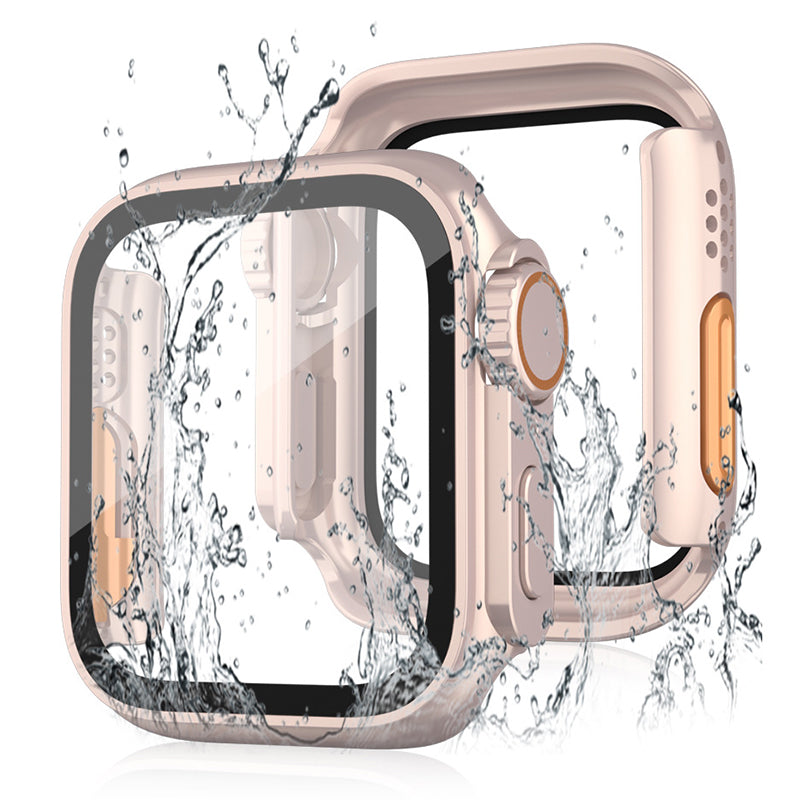 For Apple Watch Series 9 / 8 / 7 45mm Waterproof Hard PC Watch Case with Tempered Glass Screen Protector