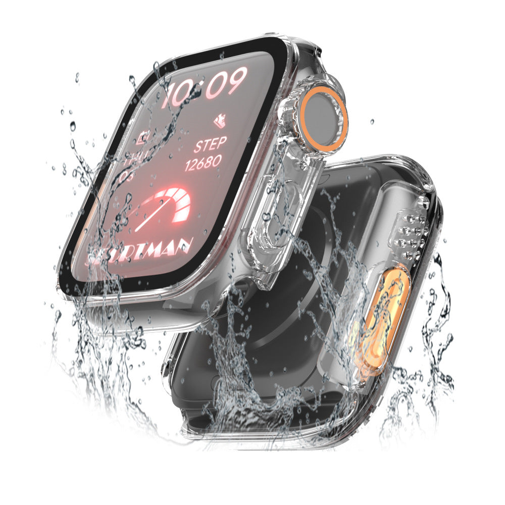 For Apple Watch Series 9 / 8 / 7 45mm Waterproof Hard PC Watch Case with Tempered Glass Screen Protector