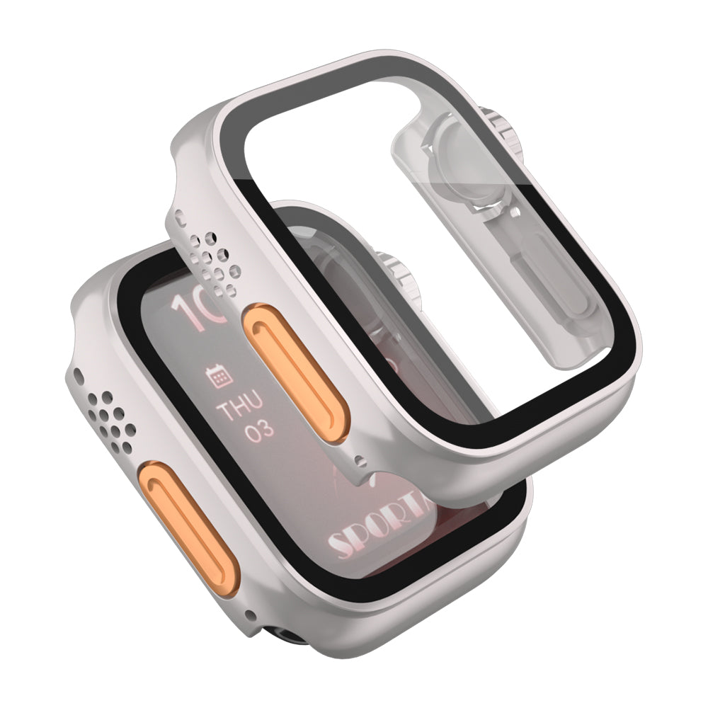 For Apple Watch Series 9 / 8 / 7 45mm Waterproof Hard PC Watch Case with Tempered Glass Screen Protector