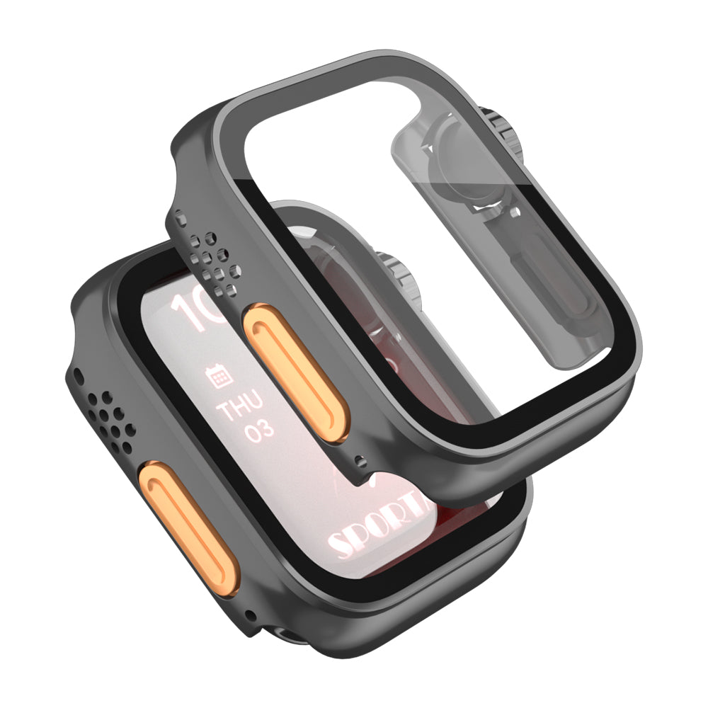 For Apple Watch Series 9 / 8 / 7 45mm Waterproof Hard PC Watch Case with Tempered Glass Screen Protector