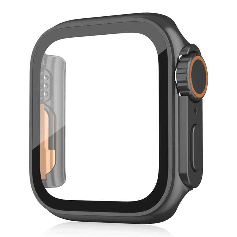 For Apple Watch Series 9 / 8 / 7 45mm Waterproof Hard PC Watch Case with Tempered Glass Screen Protector