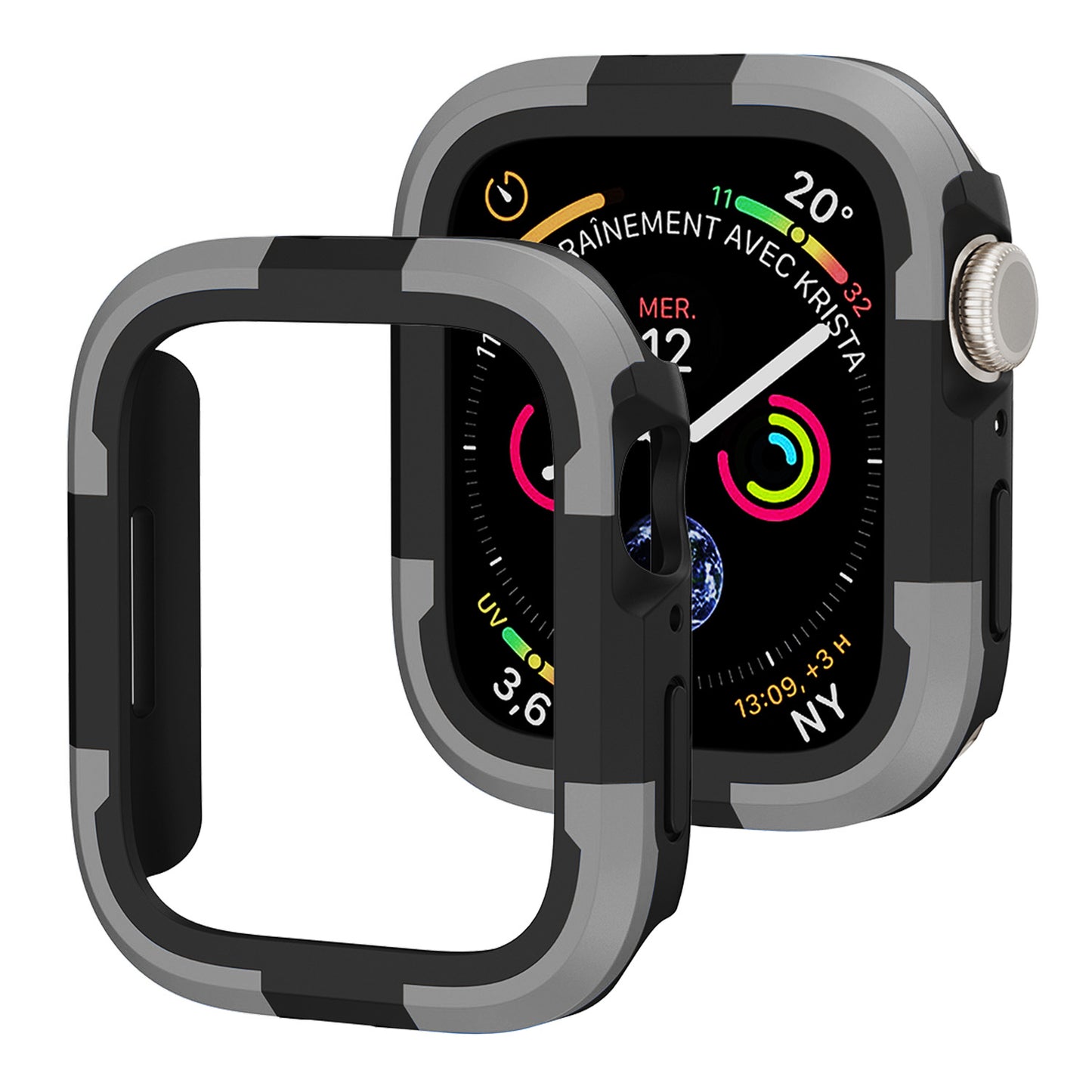 For Apple Watch Series 9 / 8 / 7 45mm TPU+PC Rugged Shockproof Case Anti-scratch Frame Armor Watch Cover