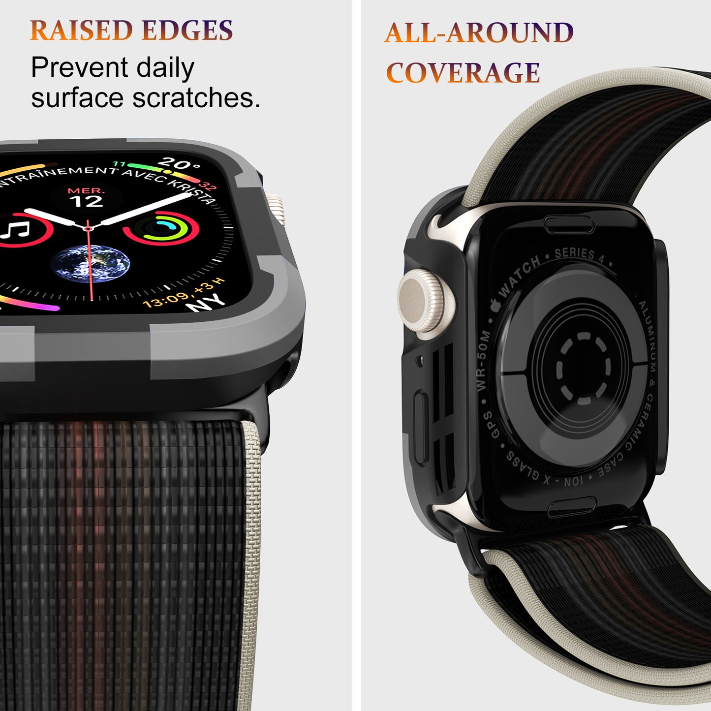 For Apple Watch Series 9 / 8 / 7 45mm TPU+PC Rugged Shockproof Case Anti-scratch Frame Armor Watch Cover