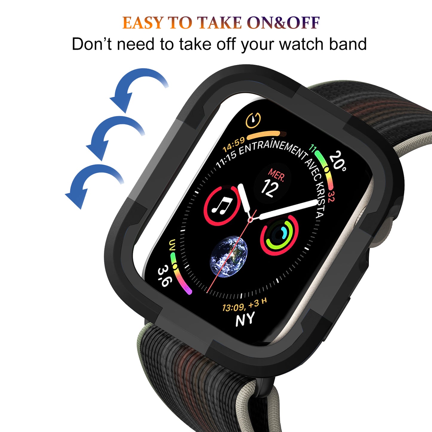 For Apple Watch Series 9 / 8 / 7 45mm TPU+PC Rugged Shockproof Case Anti-scratch Frame Armor Watch Cover