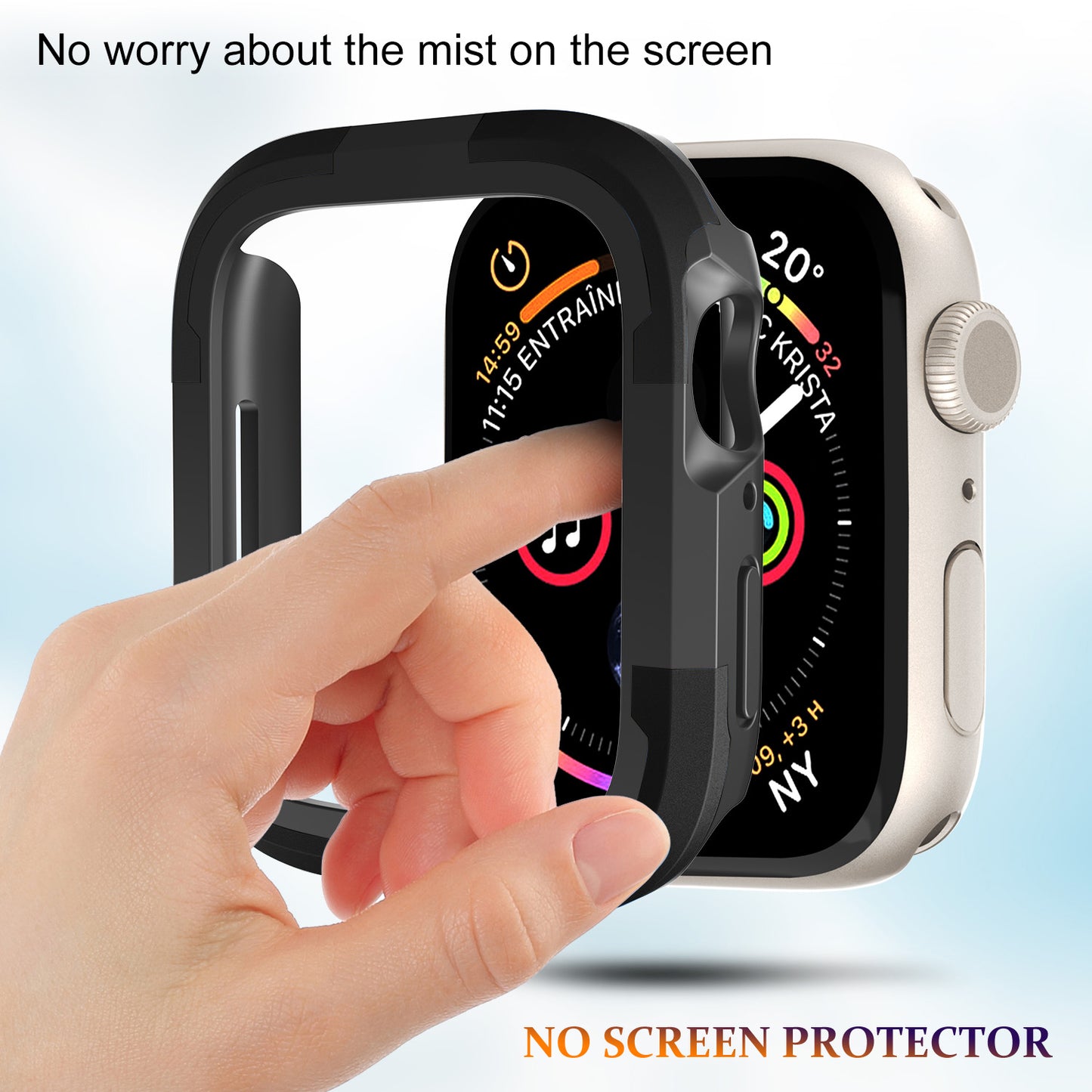 For Apple Watch Series 9 / 8 / 7 45mm TPU+PC Rugged Shockproof Case Anti-scratch Frame Armor Watch Cover