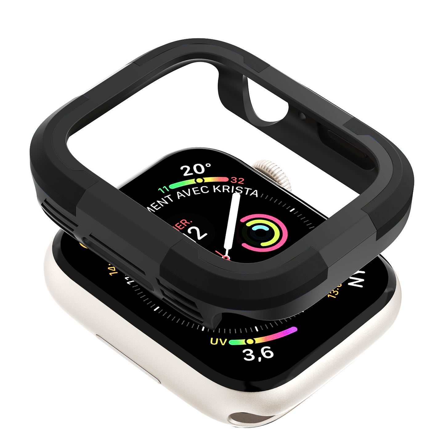 For Apple Watch Series 9 / 8 / 7 45mm TPU+PC Rugged Shockproof Case Anti-scratch Frame Armor Watch Cover