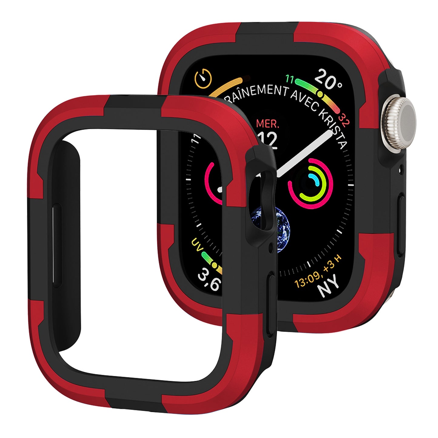 For Apple Watch Series 9 / 8 / 7 45mm TPU+PC Rugged Shockproof Case Anti-scratch Frame Armor Watch Cover