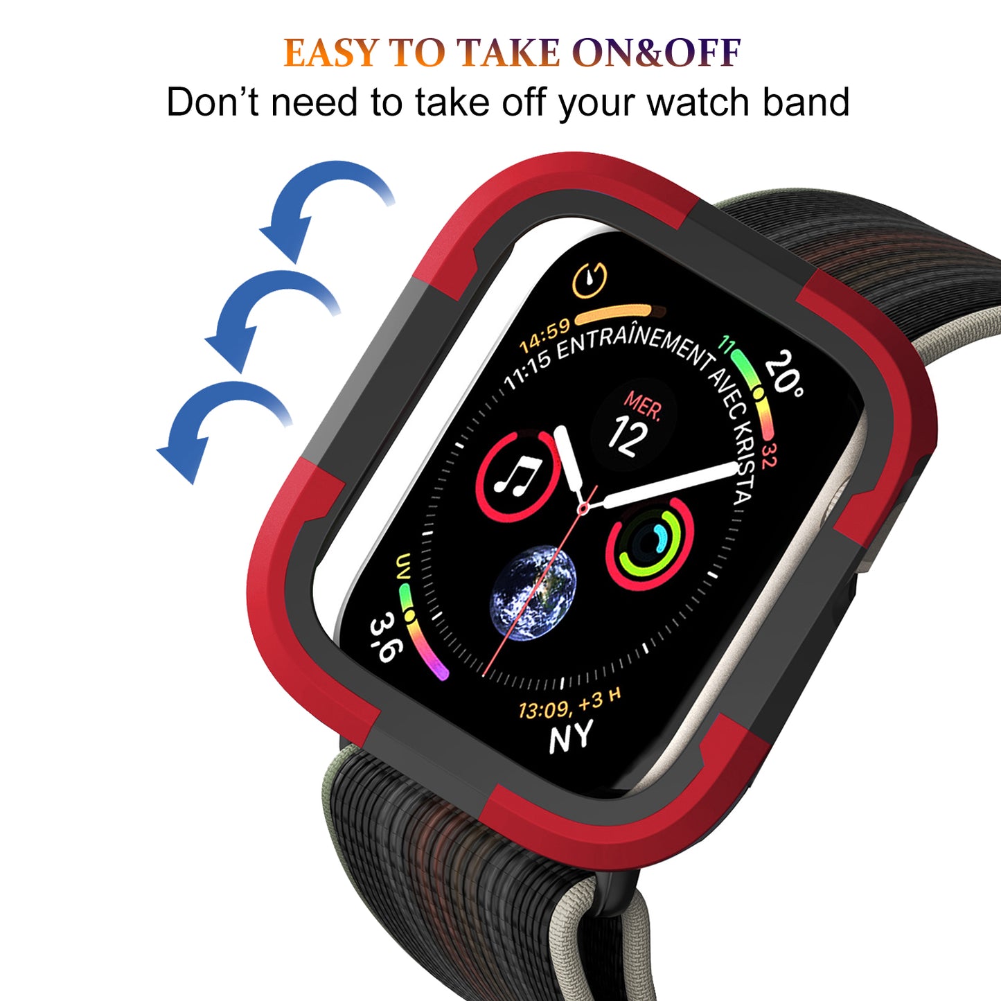 For Apple Watch Series 9 / 8 / 7 45mm TPU+PC Rugged Shockproof Case Anti-scratch Frame Armor Watch Cover