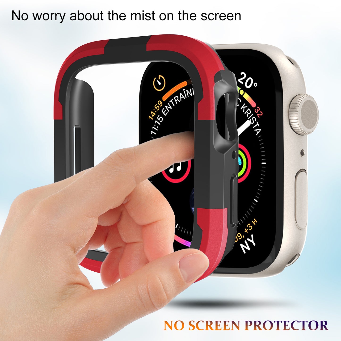 For Apple Watch Series 9 / 8 / 7 45mm TPU+PC Rugged Shockproof Case Anti-scratch Frame Armor Watch Cover