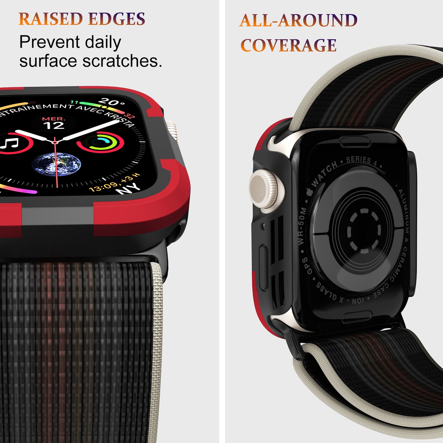 For Apple Watch Series 9 / 8 / 7 45mm TPU+PC Rugged Shockproof Case Anti-scratch Frame Armor Watch Cover