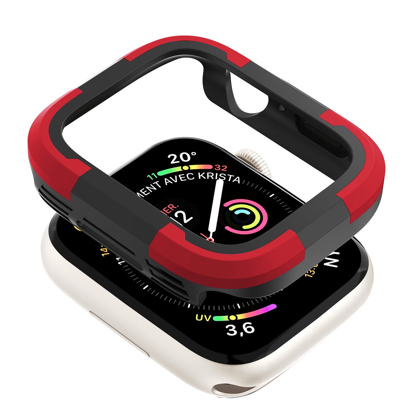 For Apple Watch Series 9 / 8 / 7 45mm TPU+PC Rugged Shockproof Case Anti-scratch Frame Armor Watch Cover
