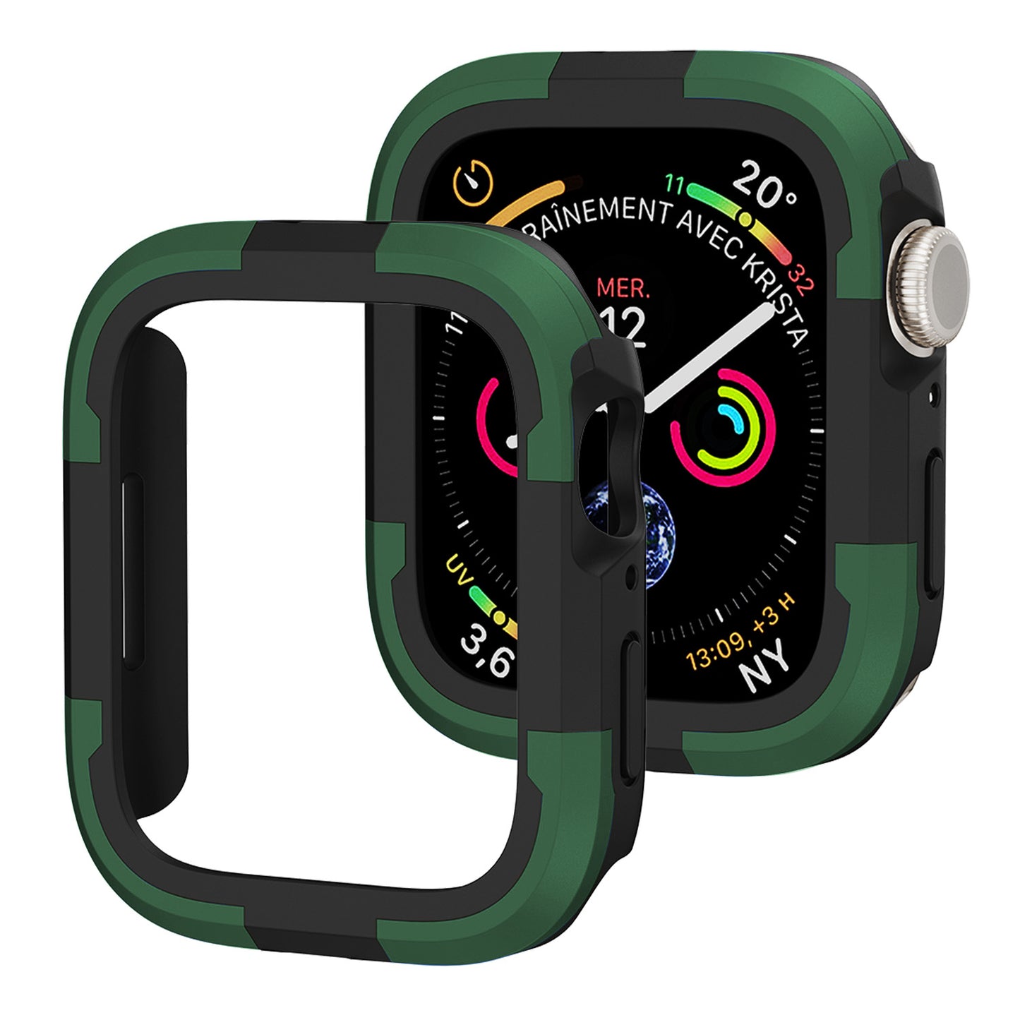For Apple Watch Series 9 / 8 / 7 45mm TPU+PC Rugged Shockproof Case Anti-scratch Frame Armor Watch Cover