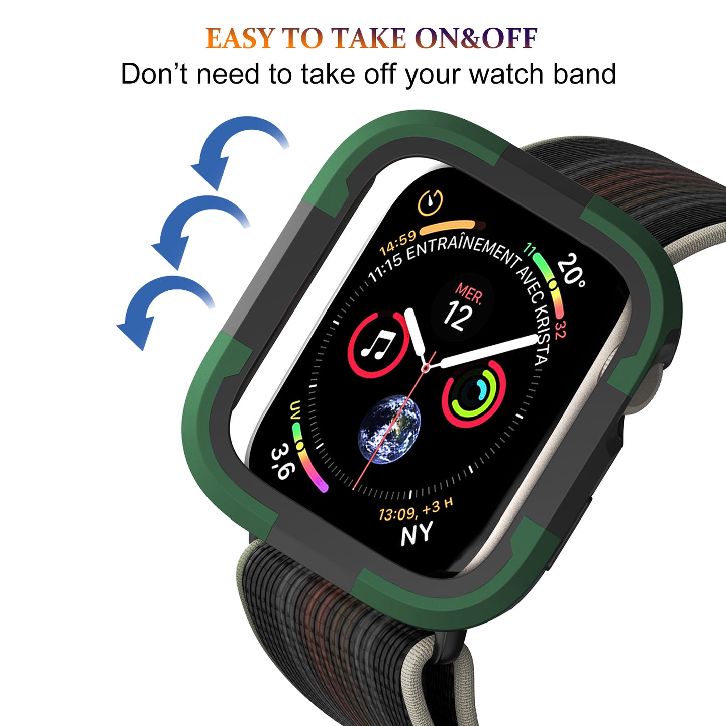 For Apple Watch Series 9 / 8 / 7 45mm TPU+PC Rugged Shockproof Case Anti-scratch Frame Armor Watch Cover