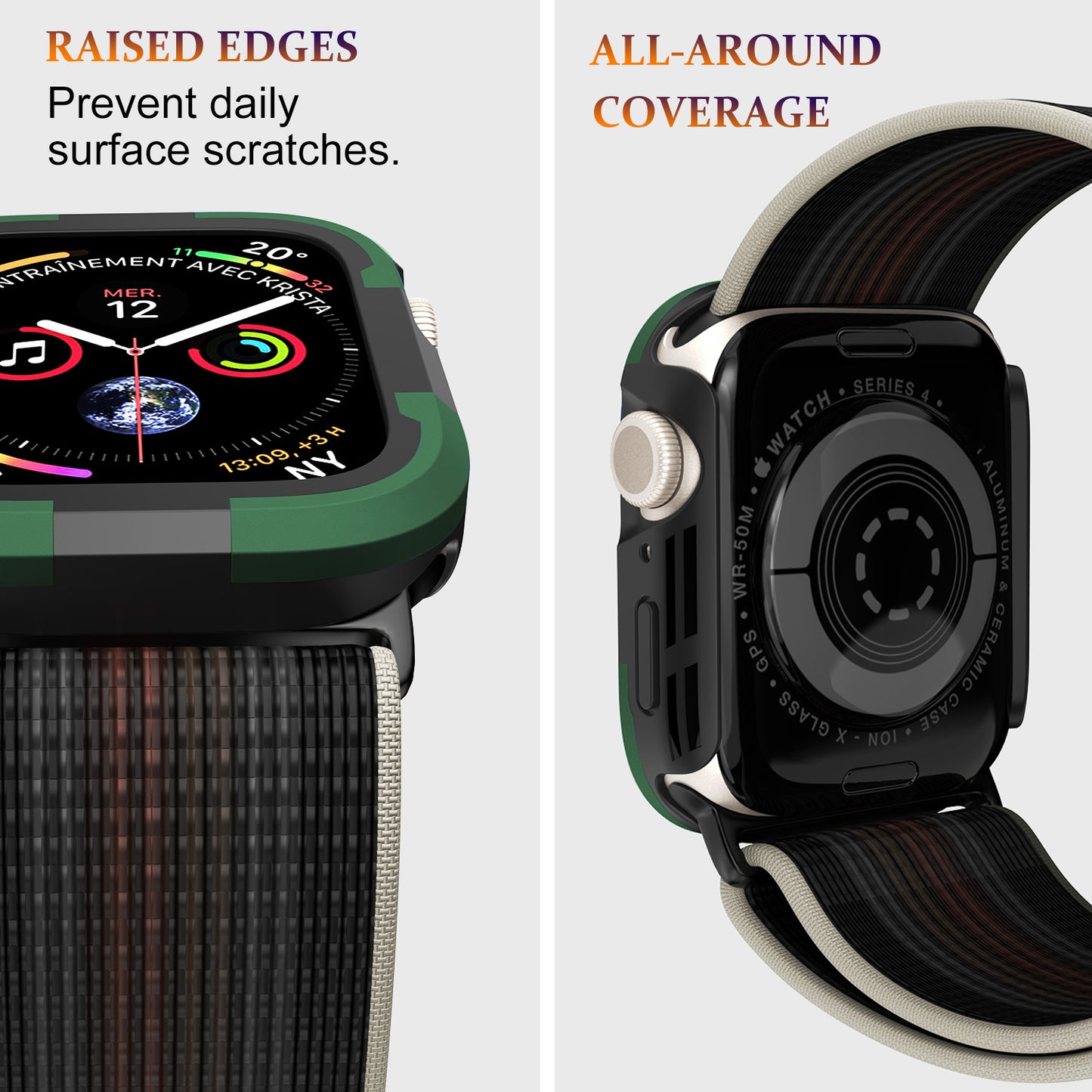 For Apple Watch Series 9 / 8 / 7 45mm TPU+PC Rugged Shockproof Case Anti-scratch Frame Armor Watch Cover