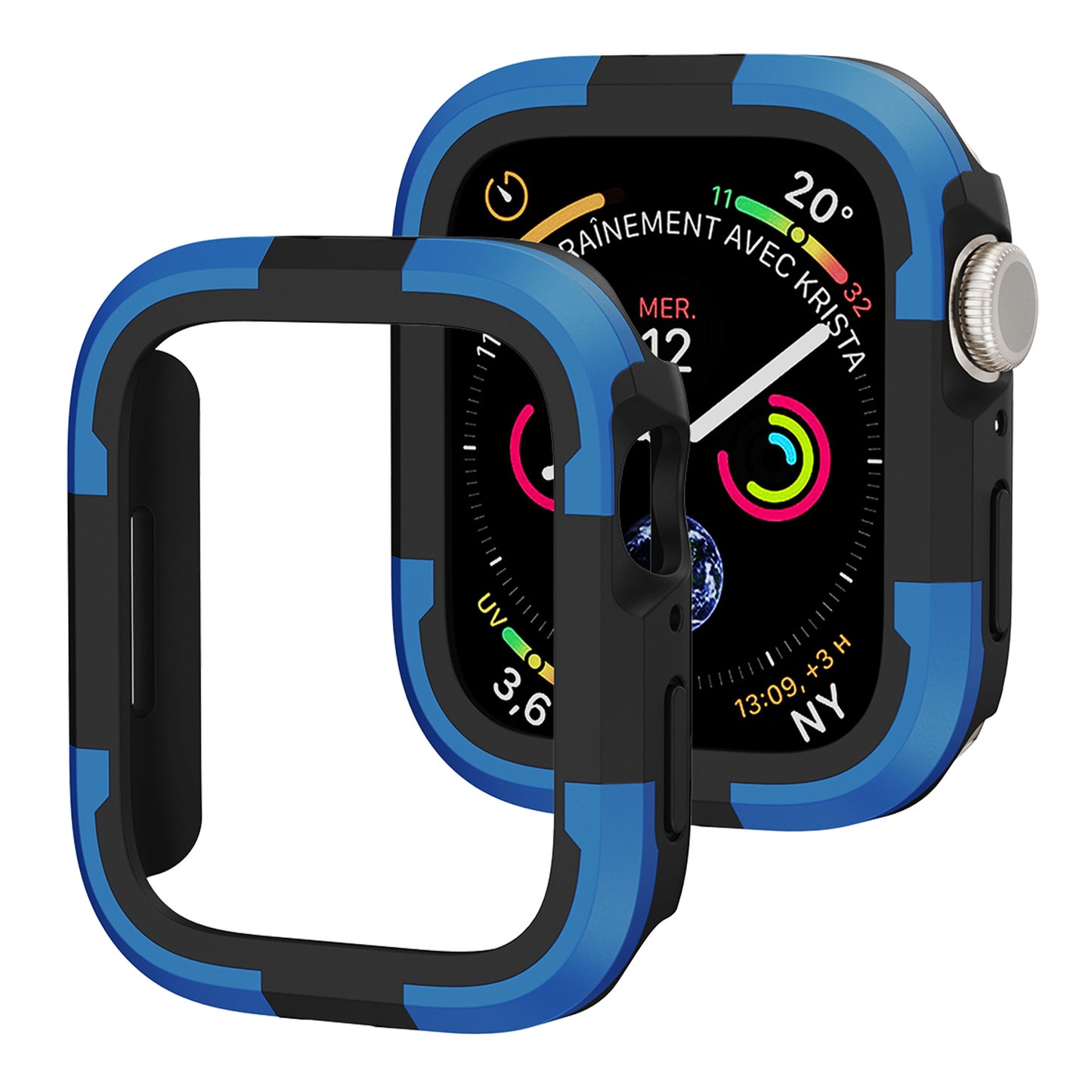 For Apple Watch Series 9 / 8 / 7 45mm TPU+PC Rugged Shockproof Case Anti-scratch Frame Armor Watch Cover