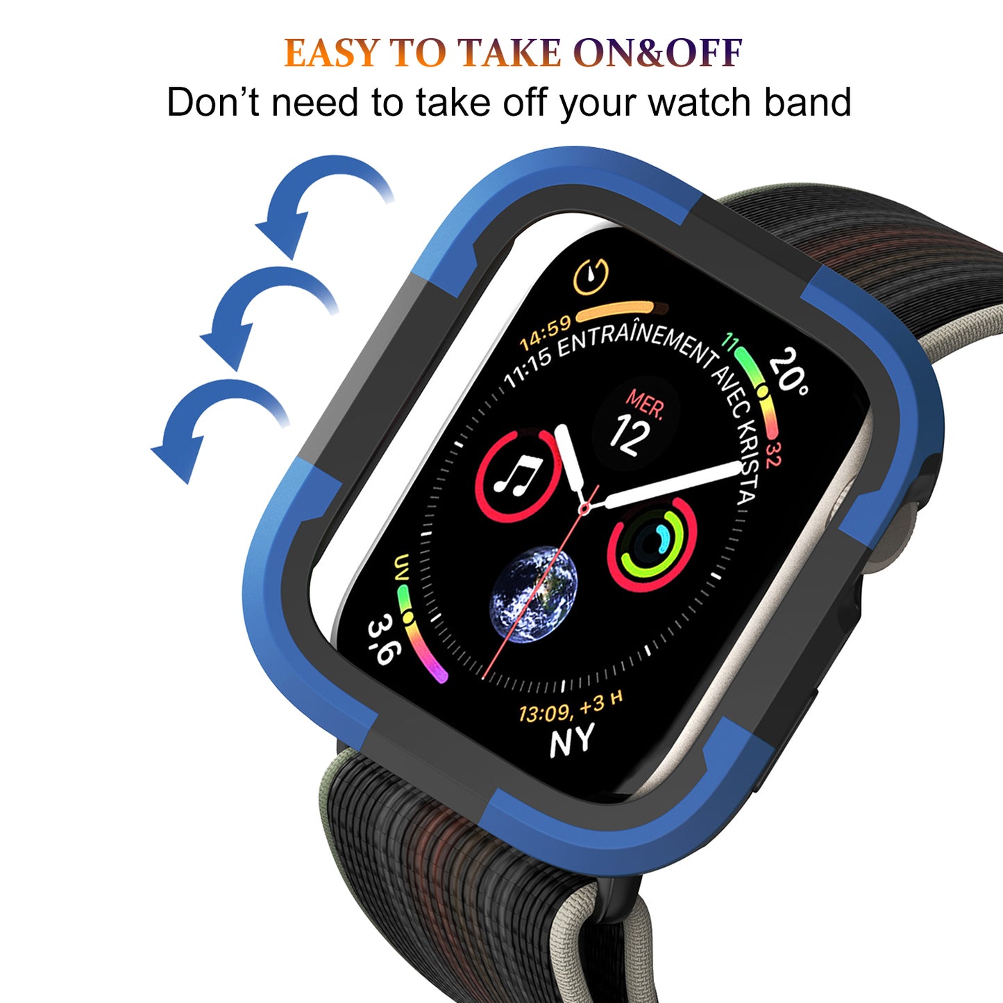 For Apple Watch Series 9 / 8 / 7 45mm TPU+PC Rugged Shockproof Case Anti-scratch Frame Armor Watch Cover