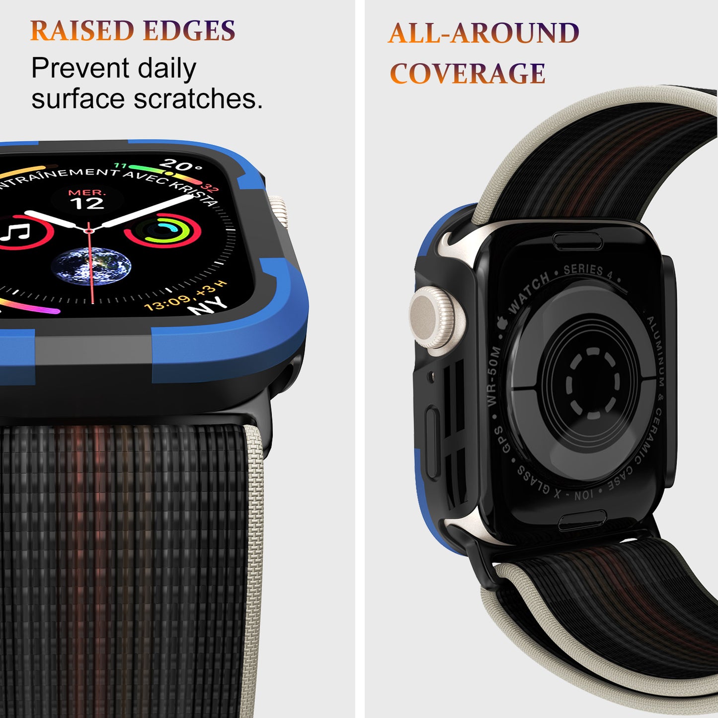 For Apple Watch Series 9 / 8 / 7 45mm TPU+PC Rugged Shockproof Case Anti-scratch Frame Armor Watch Cover