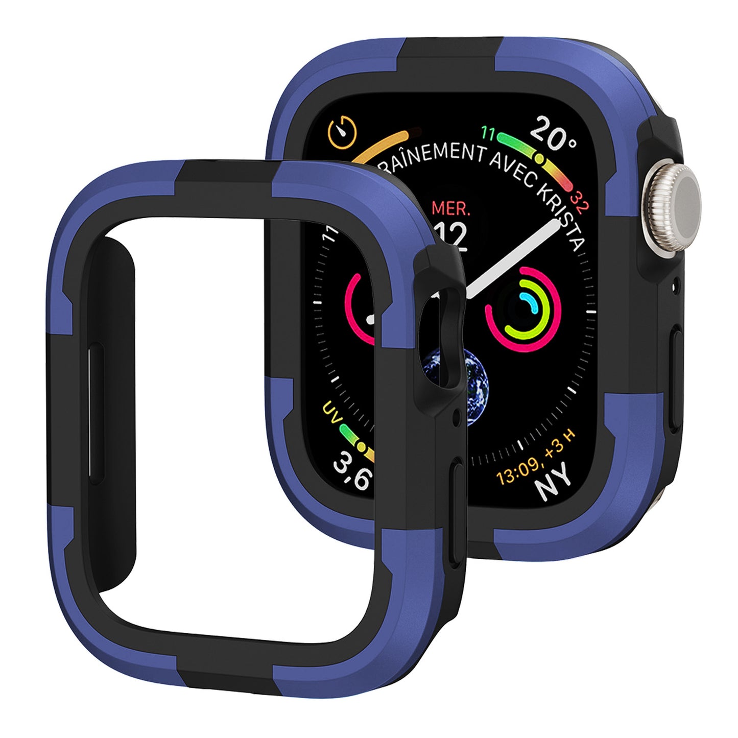 For Apple Watch Series 9 / 8 / 7 45mm TPU+PC Rugged Shockproof Case Anti-scratch Frame Armor Watch Cover