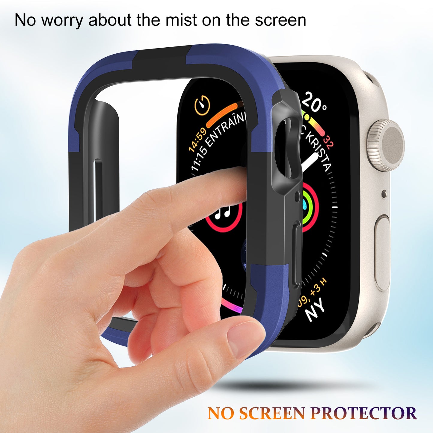 For Apple Watch Series 9 / 8 / 7 45mm TPU+PC Rugged Shockproof Case Anti-scratch Frame Armor Watch Cover