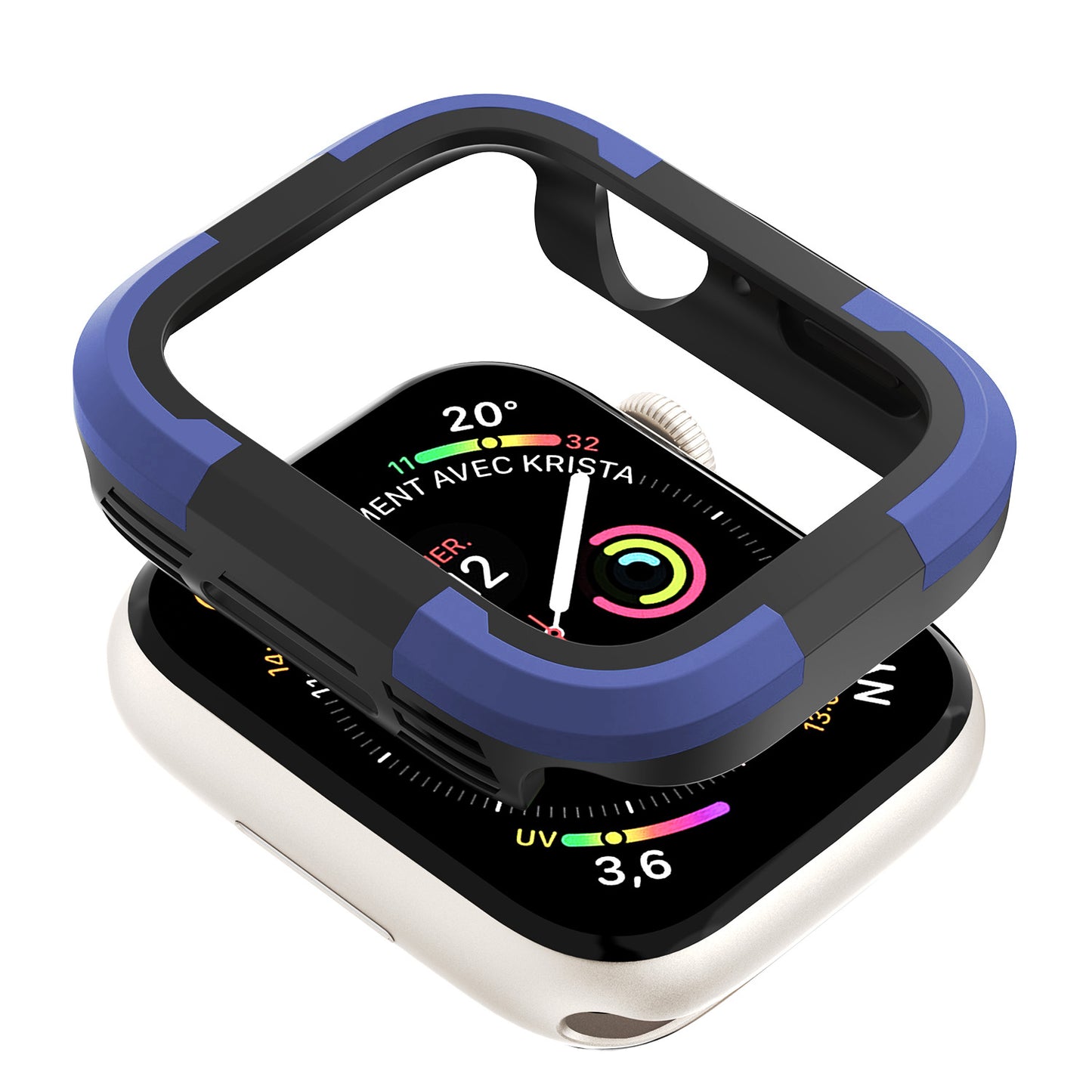 For Apple Watch Series 9 / 8 / 7 45mm TPU+PC Rugged Shockproof Case Anti-scratch Frame Armor Watch Cover