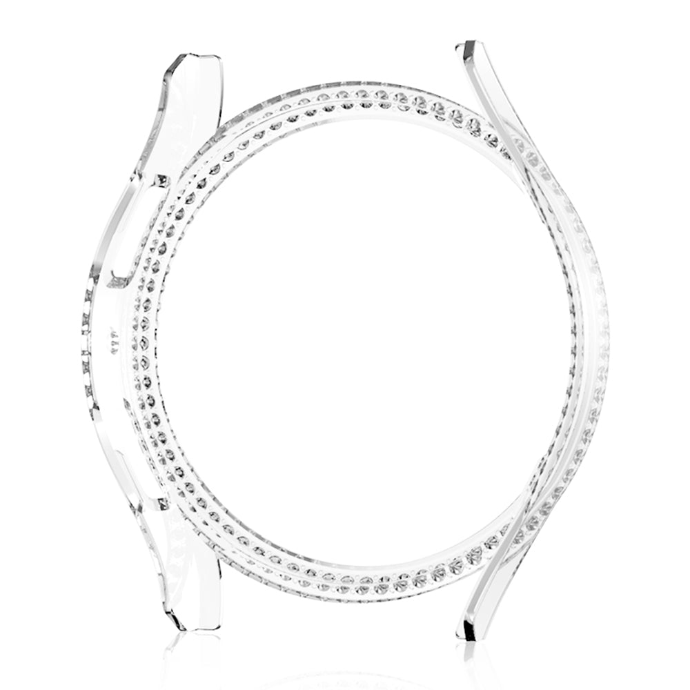 For Samsung Galaxy Watch6 44mm Hard PC Case Cover Rhinestone Decorated Watch Hollow Housing Case