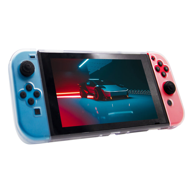 SW369 6-in-1 Clear Case Kit for Nintendo Switch , Anti-Scratch Shell Cover with Screen Protector and Grip Caps