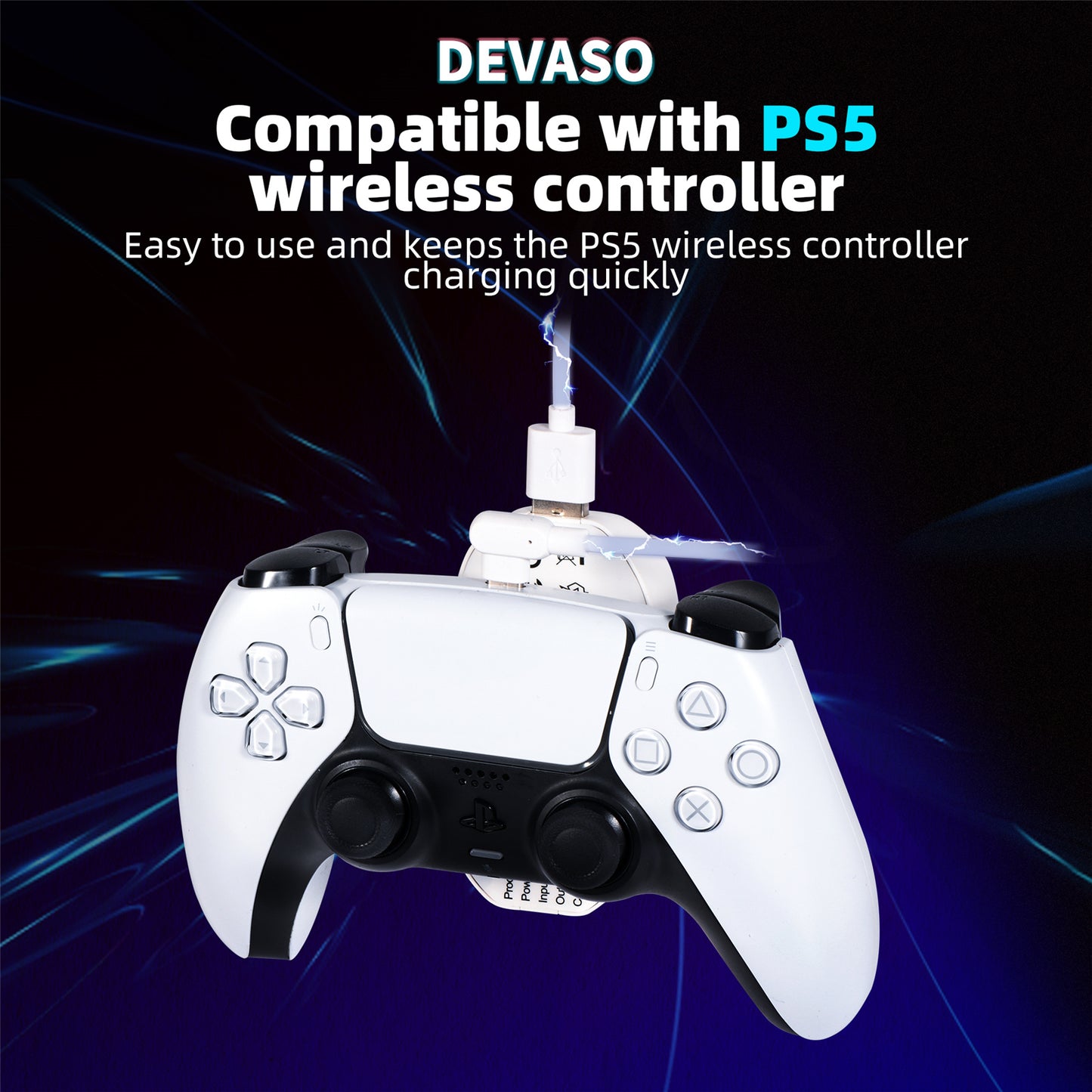 DEVASO Portable Charging Case Compatible with PS5 Gamepad 6000mAh Power Bank Game Console Controller Charger