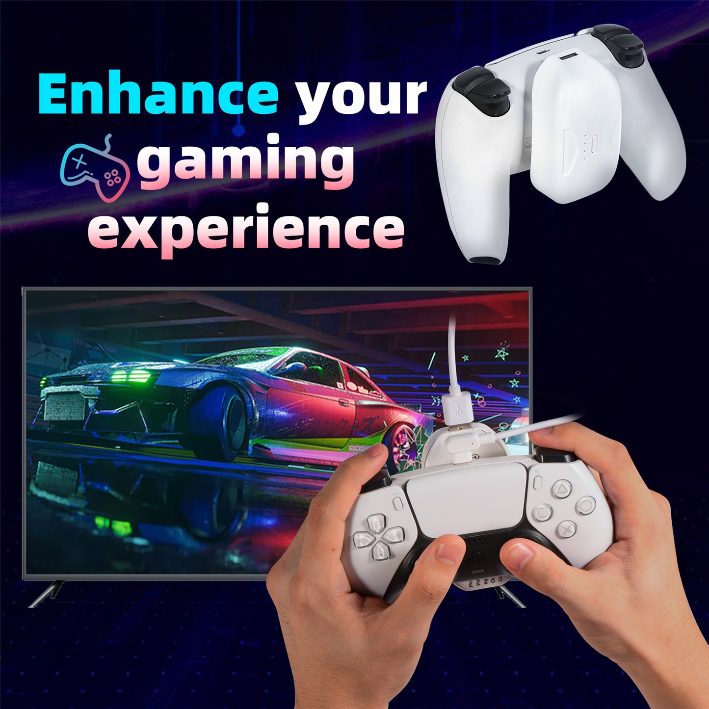 DEVASO Portable Charging Case Compatible with PS5 Gamepad 6000mAh Power Bank Game Console Controller Charger