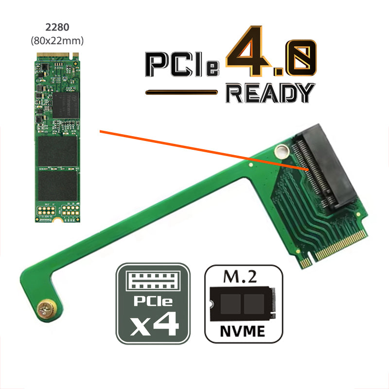 EP-022-2280MM NVME M-Key 22x30mm to 22x80mm Angled Extension SSD Upgrade Adapter Compatible with ROG Ally Gaming