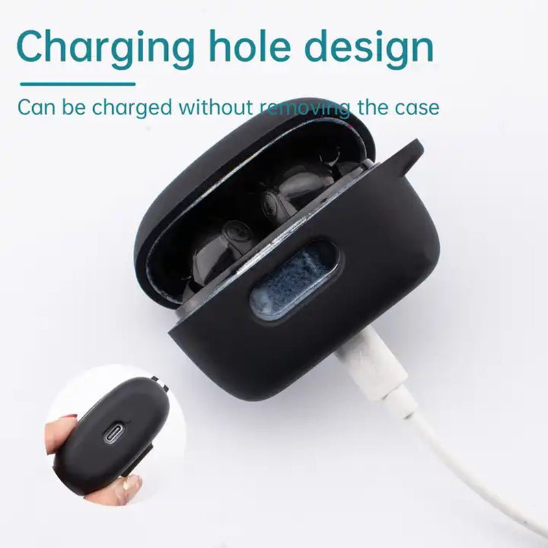 Drop-proof Silicone Cover for BOAT Airdopes 121 Pro Bluetooth Earphone Protective Sleeve with Carabiner