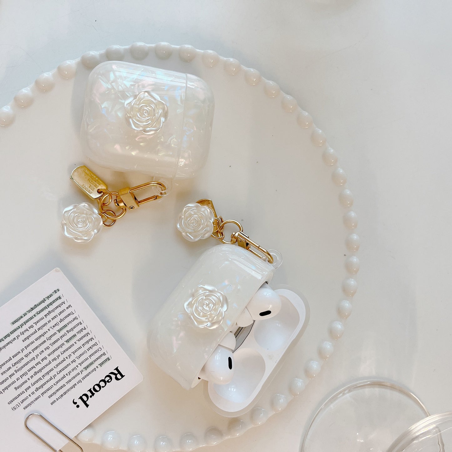 For Apple AirPods with Charging Case (2016) / (2019) / AirPods with Wireless Charging Case (2019) TPU Cover with Camellia Decor