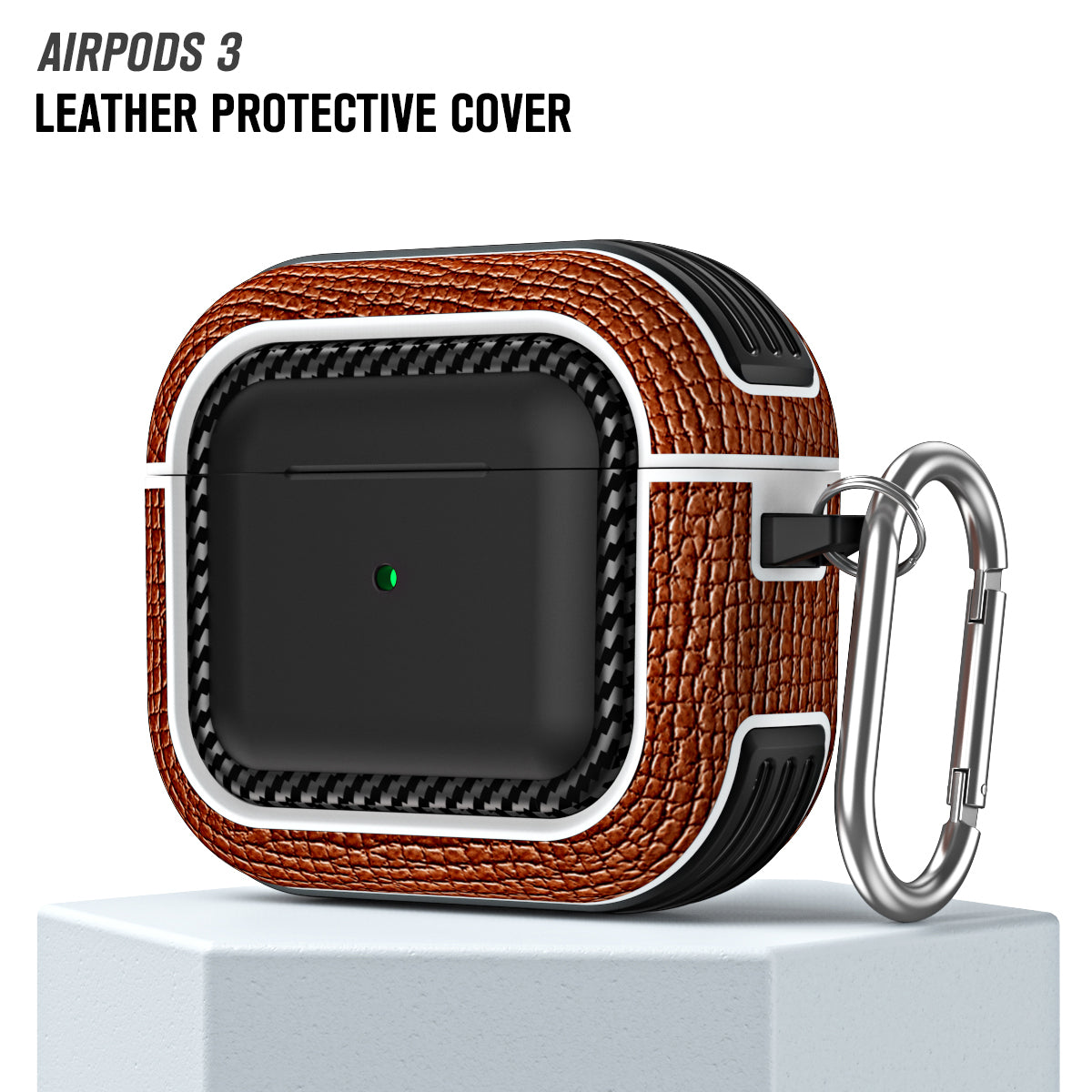 For Apple AirPods 3 Earphone Case Scratch Resistant TPU+PU Leather Protective Cover with Hook