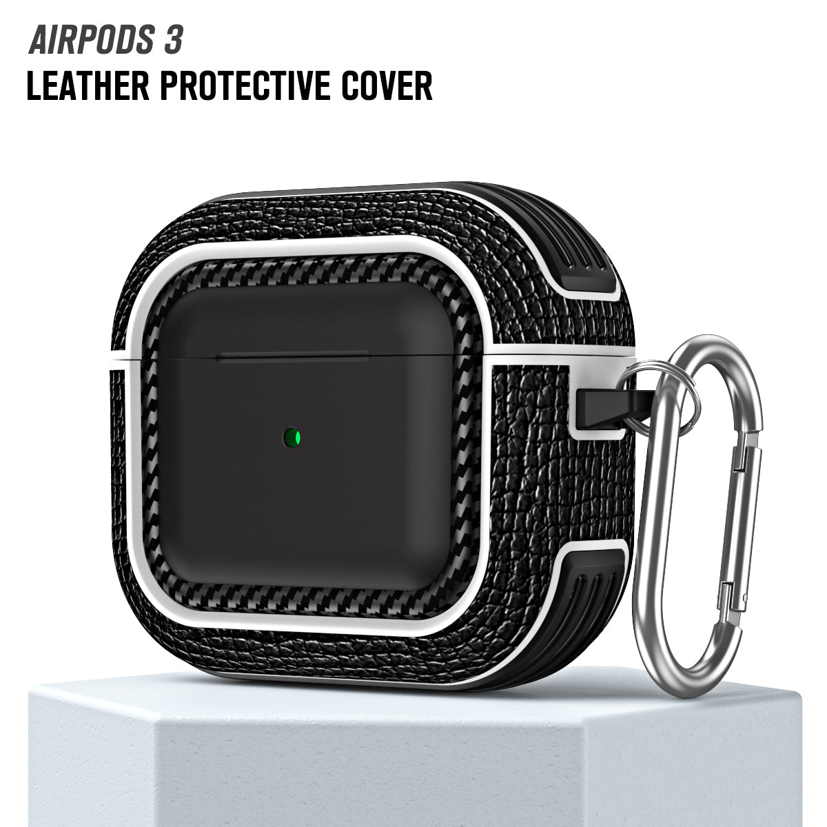 For Apple AirPods 3 Earphone Case Scratch Resistant TPU+PU Leather Protective Cover with Hook