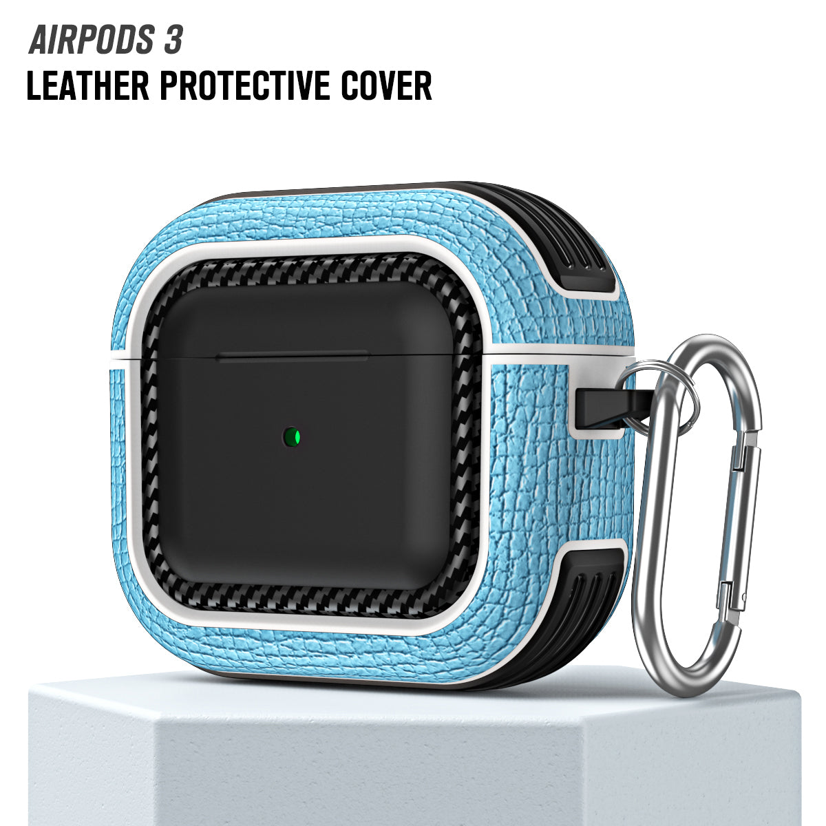 For Apple AirPods 3 Earphone Case Scratch Resistant TPU+PU Leather Protective Cover with Hook