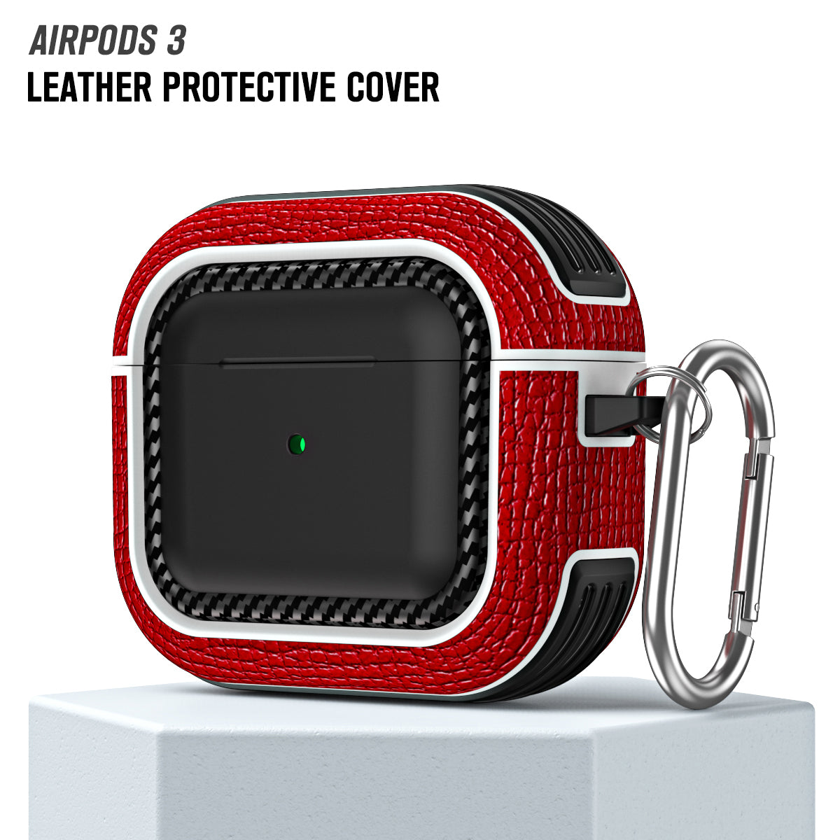 For Apple AirPods 3 Earphone Case Scratch Resistant TPU+PU Leather Protective Cover with Hook