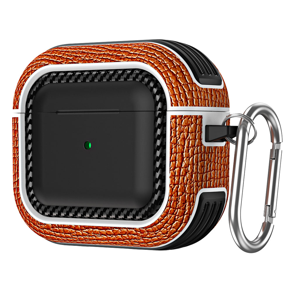 For Apple AirPods 3 Earphone Case Scratch Resistant TPU+PU Leather Protective Cover with Hook
