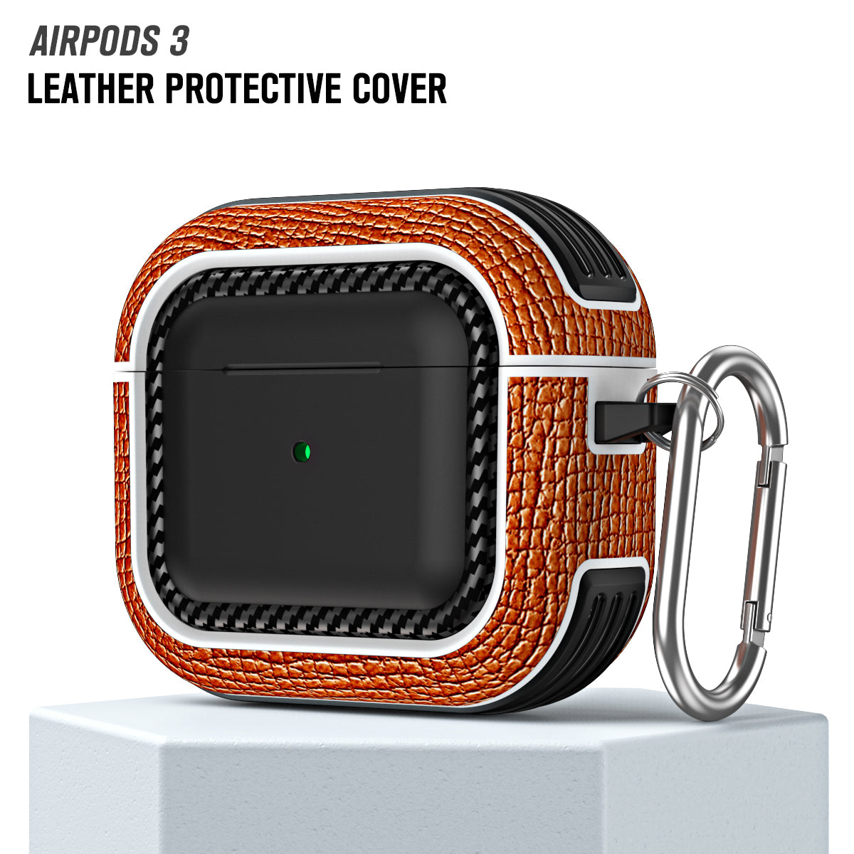 For Apple AirPods 3 Earphone Case Scratch Resistant TPU+PU Leather Protective Cover with Hook