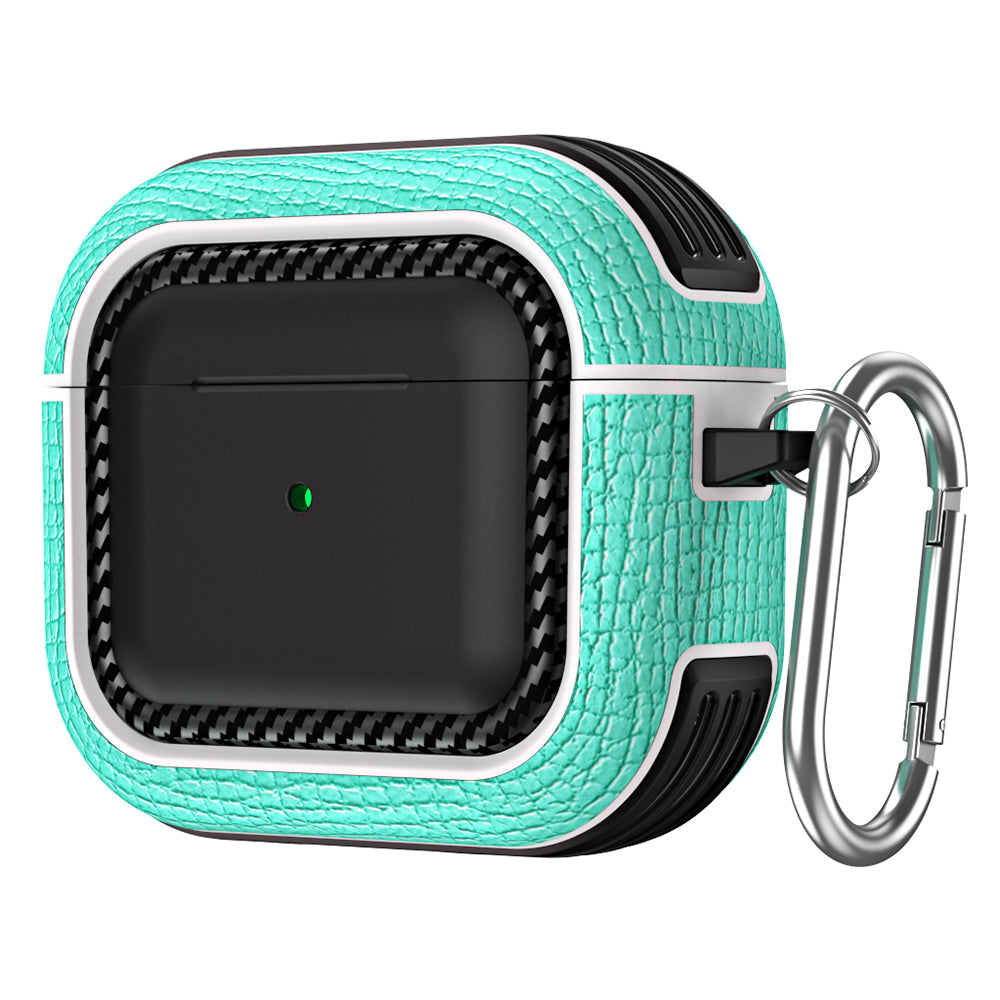 For Apple AirPods 3 Earphone Case Scratch Resistant TPU+PU Leather Protective Cover with Hook