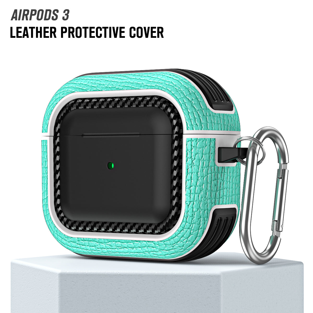 For Apple AirPods 3 Earphone Case Scratch Resistant TPU+PU Leather Protective Cover with Hook