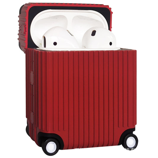 For Apple AirPods Pro / Pro 2 Charging Case Cover Wheel Luggage Design Silicone Case Bluetooth Headset Protector