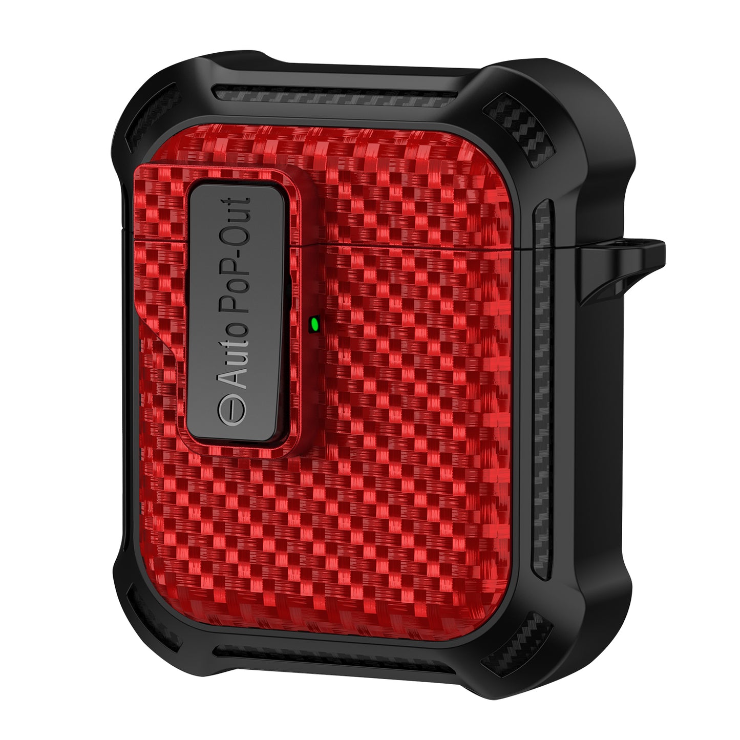 For Apple AirPods 1 / 2 Pressing Buckle Protective Case Carbon Fiber Texture TPU+PC Earphone Cover