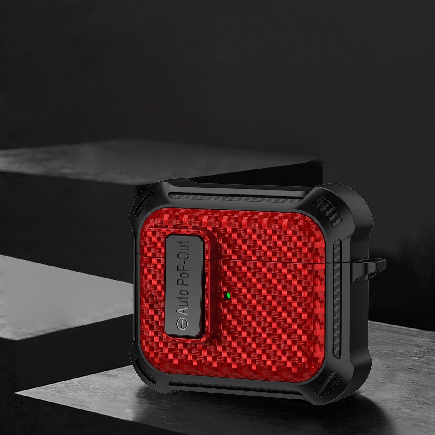 For Apple AirPods 3 Pressing Buckle TPU+PC Protective Case Carbon Fiber Texture Bluetooth Earphone Cover